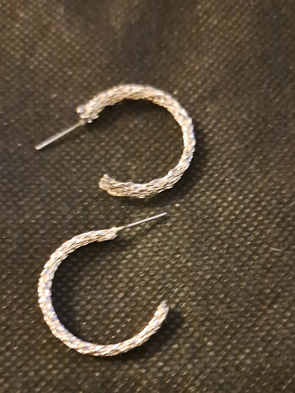 Textured Silver-Tone Twisted Hoop Earrings for Women